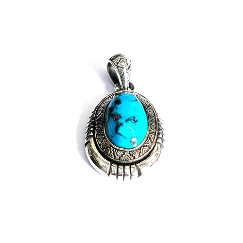 Big Turquoise silver pendant