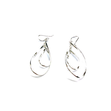 Big twist hook silver earring