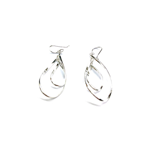 Big twist hook silver earring