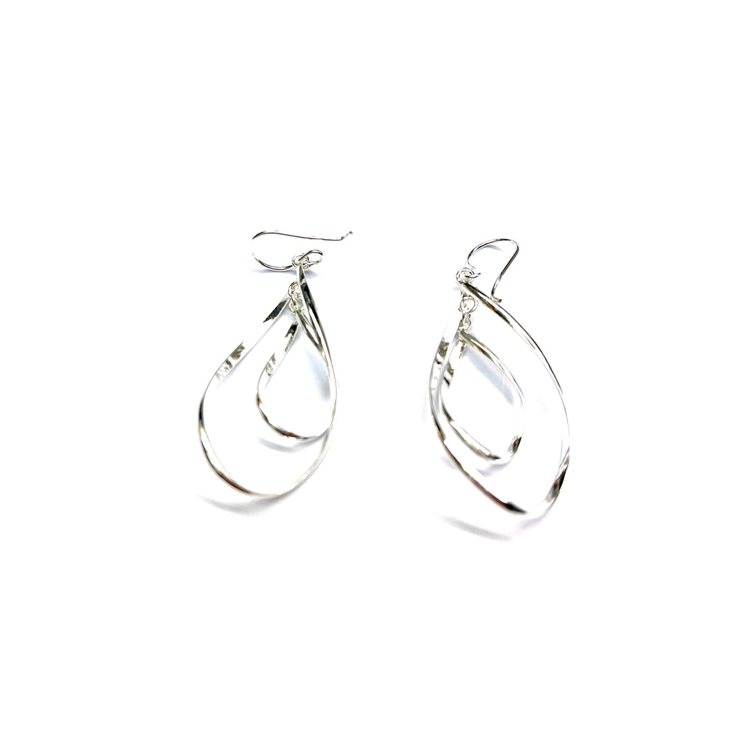 Big twist hook silver earring