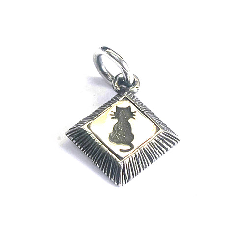Cat square silver pendant