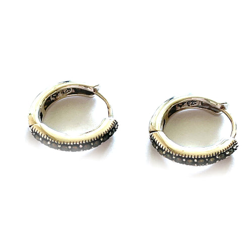 Circle silver earring with marcasite