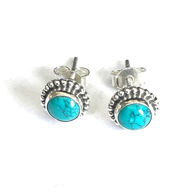 Circle silver studs earring with Turquoise