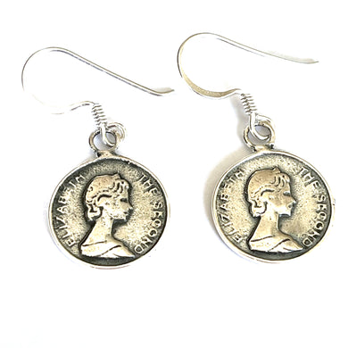 Coin silver earring with hook