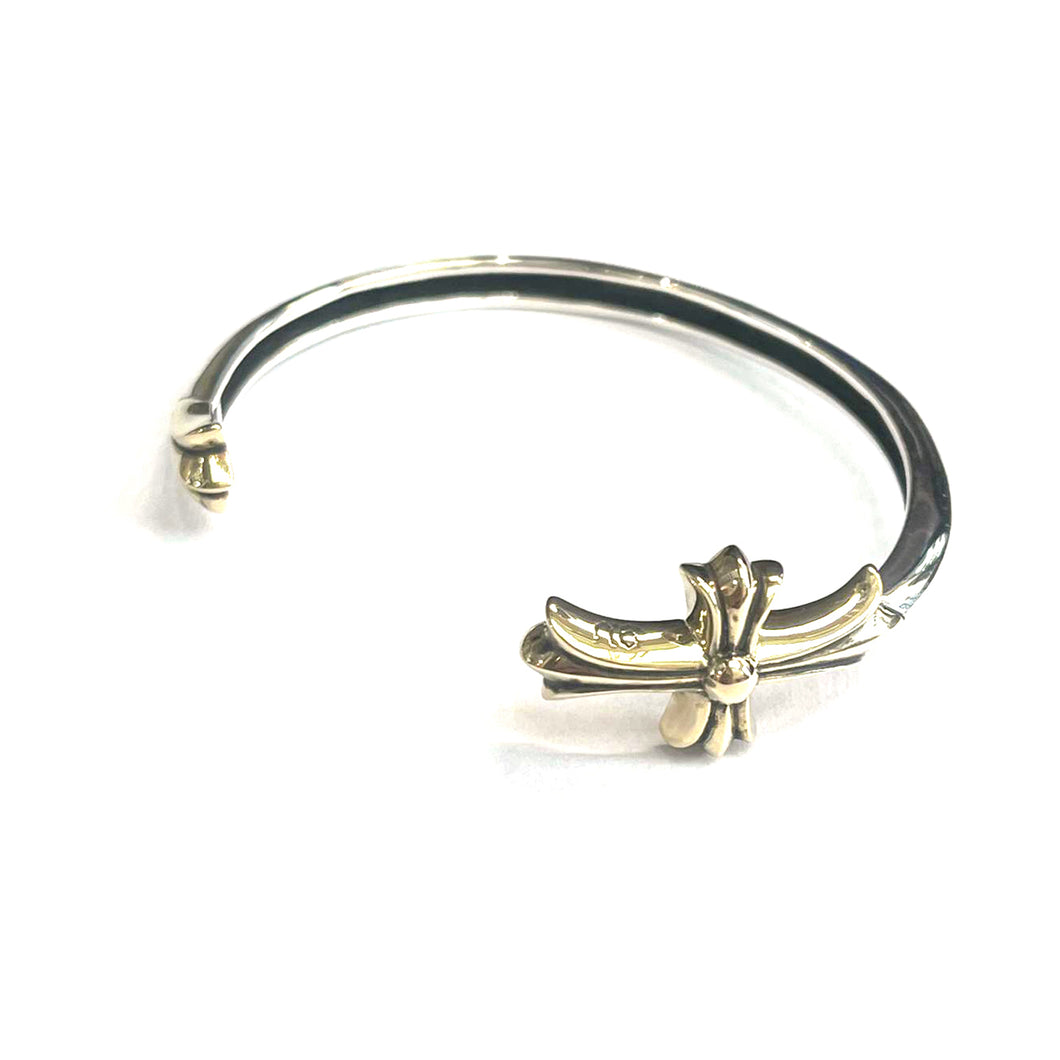Cross silver bangle with Brass