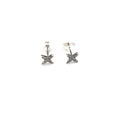 Cross silver studs earring with marcasite