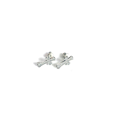 Cross silver studs earring  with small white CZ
