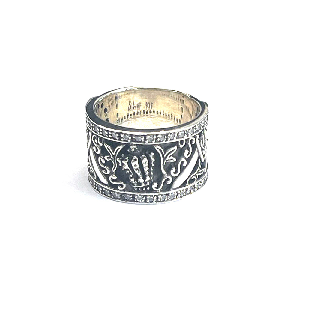 Crown & Sword silver ring
