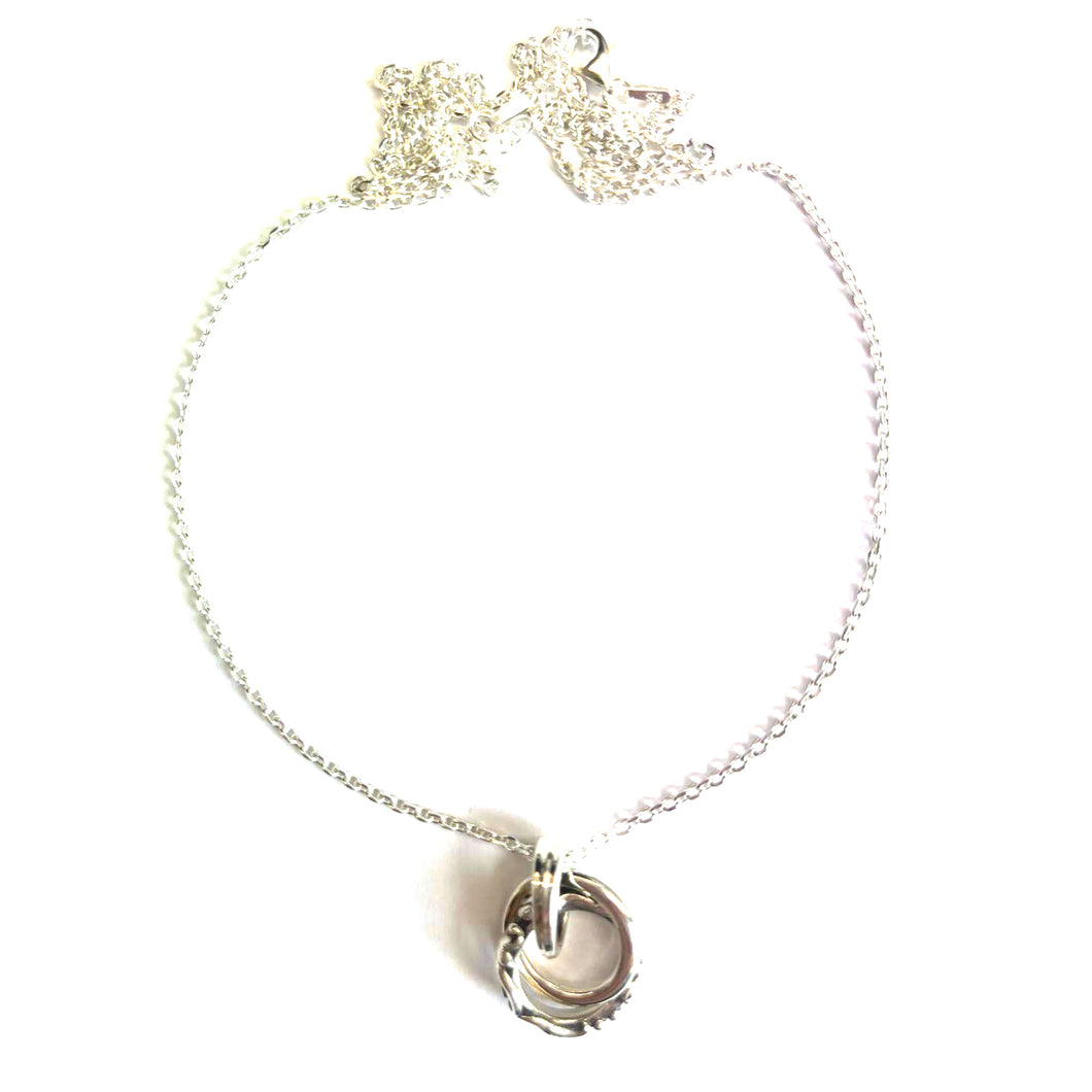 Double circle silver necklace