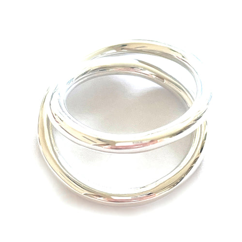 Double circle wire silver ring
