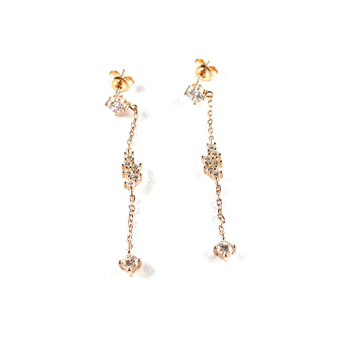 Eight stone silver studs earring with pink gold plating