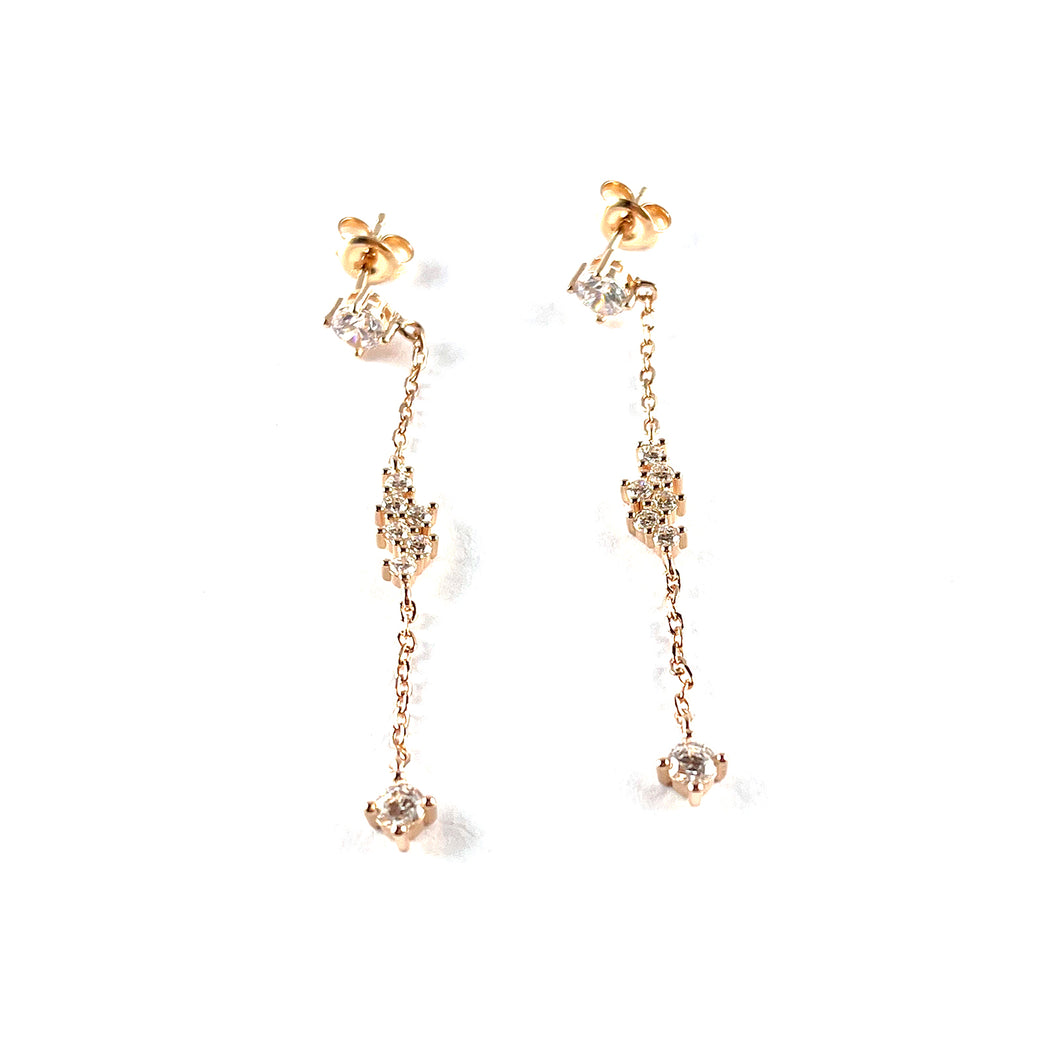 Eight stone silver studs earring with pink gold plating