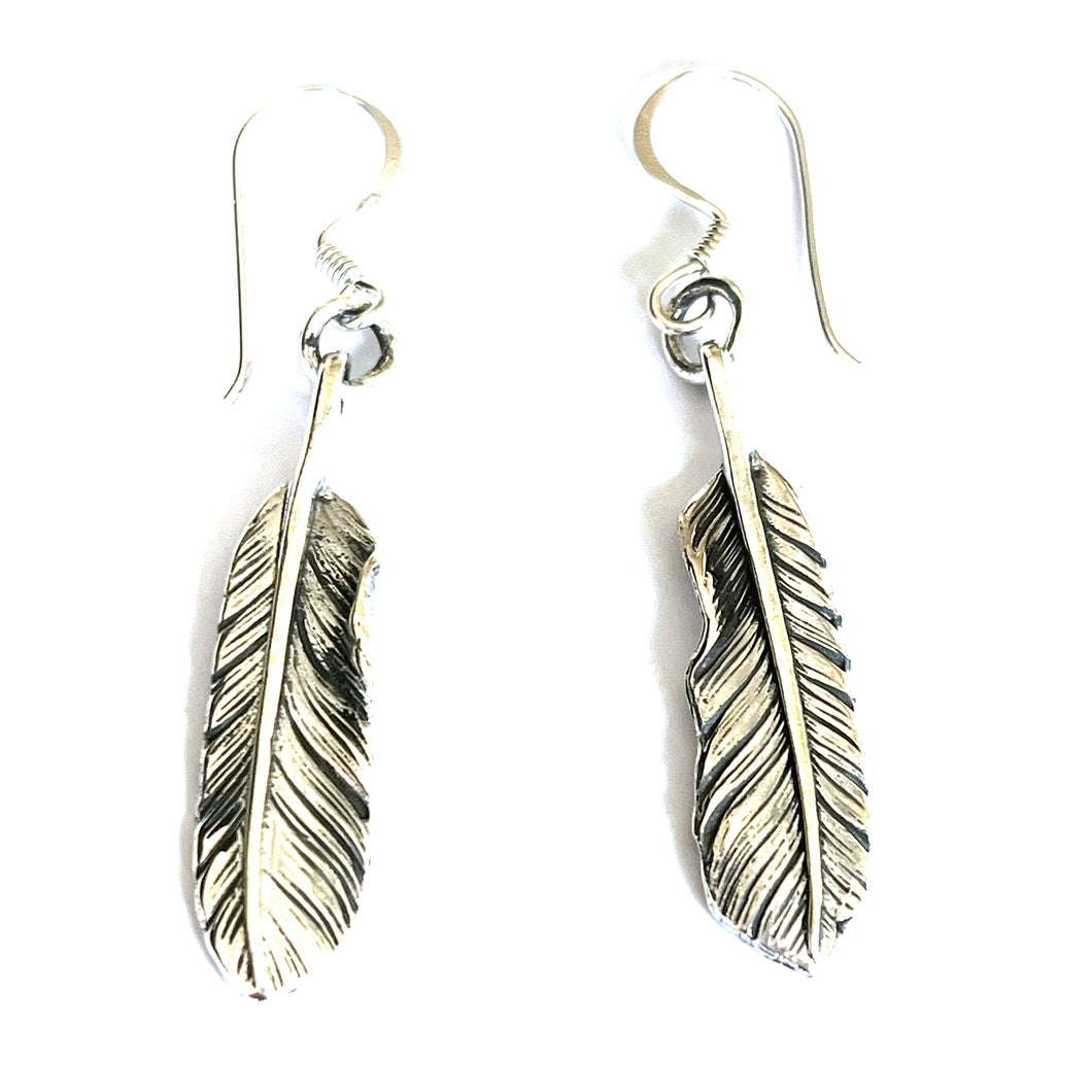 Feather silver earring with hook