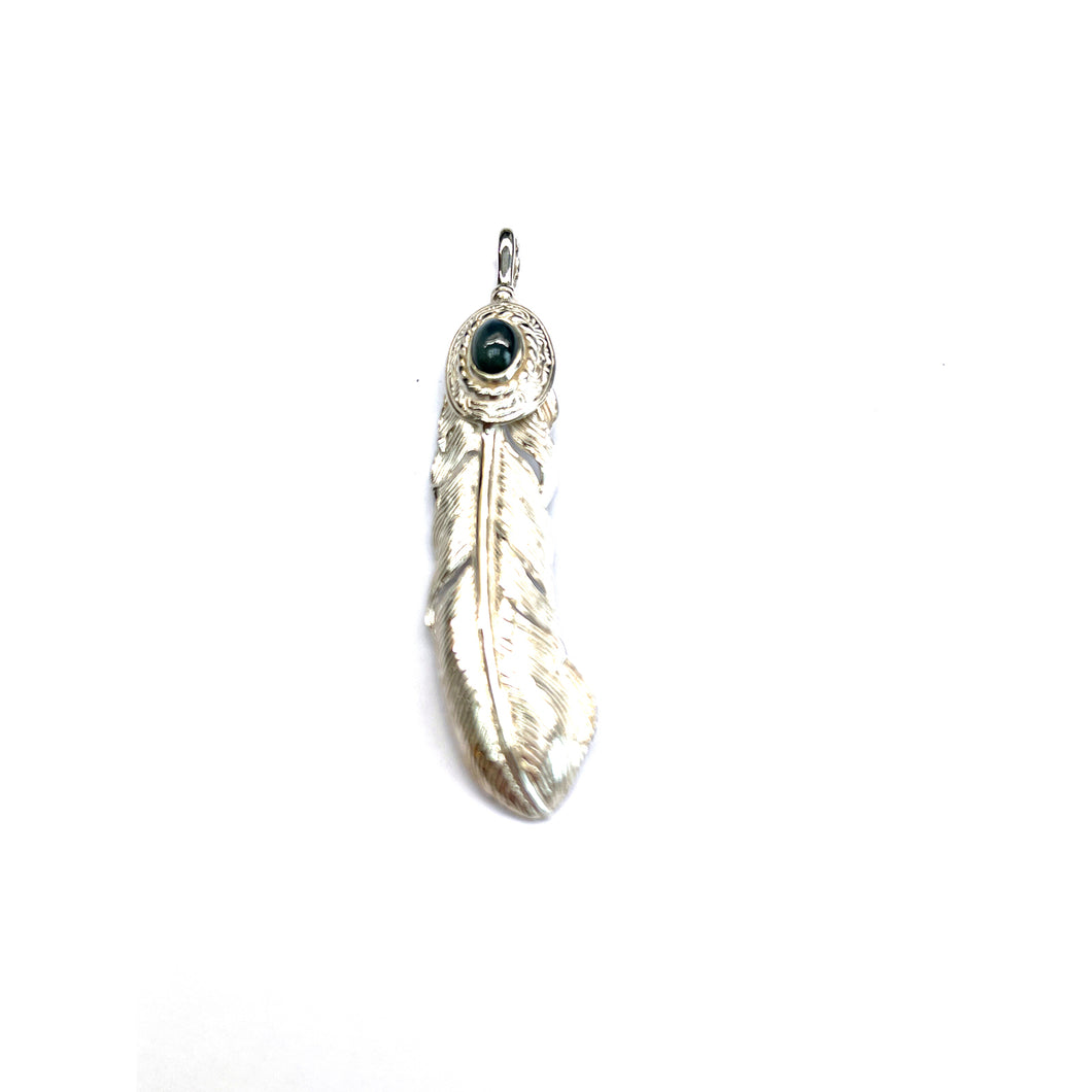 Feather silver pendant with star stone