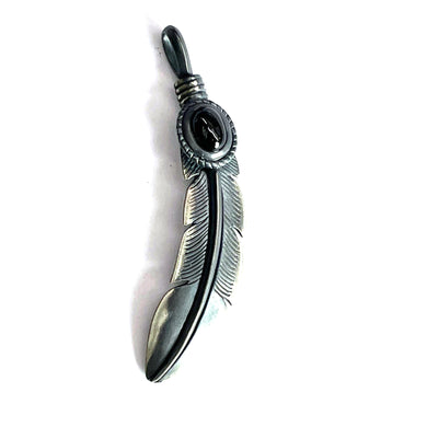 Feather silver pendant with star stone