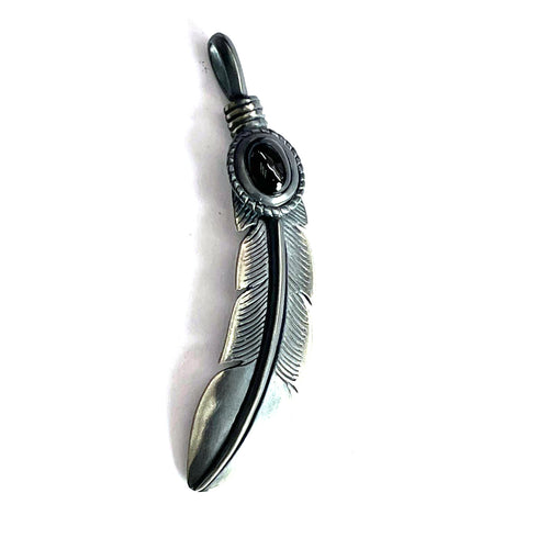 Feather silver pendant with star stone