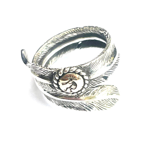 Feather silver ring with jazz man