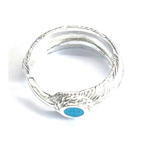 Feather silver ring with turquoise