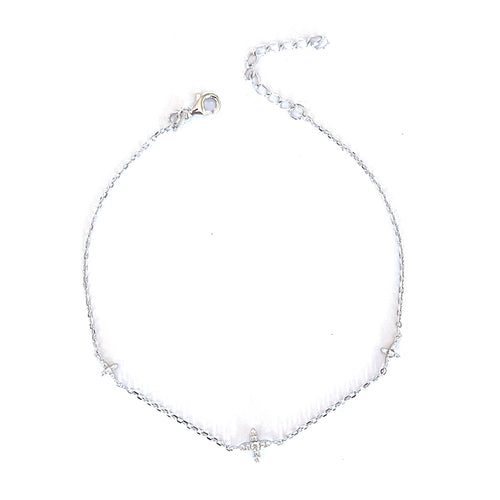 Four pointed star silver anklet