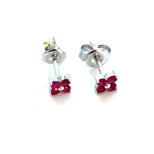 Four small purple stone silver studs earring