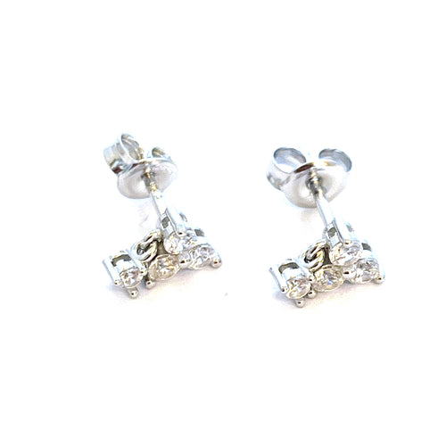 Four stone silver studs earring