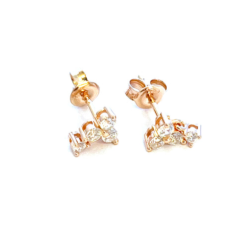 Four stone silver studs earring with pink gold plating