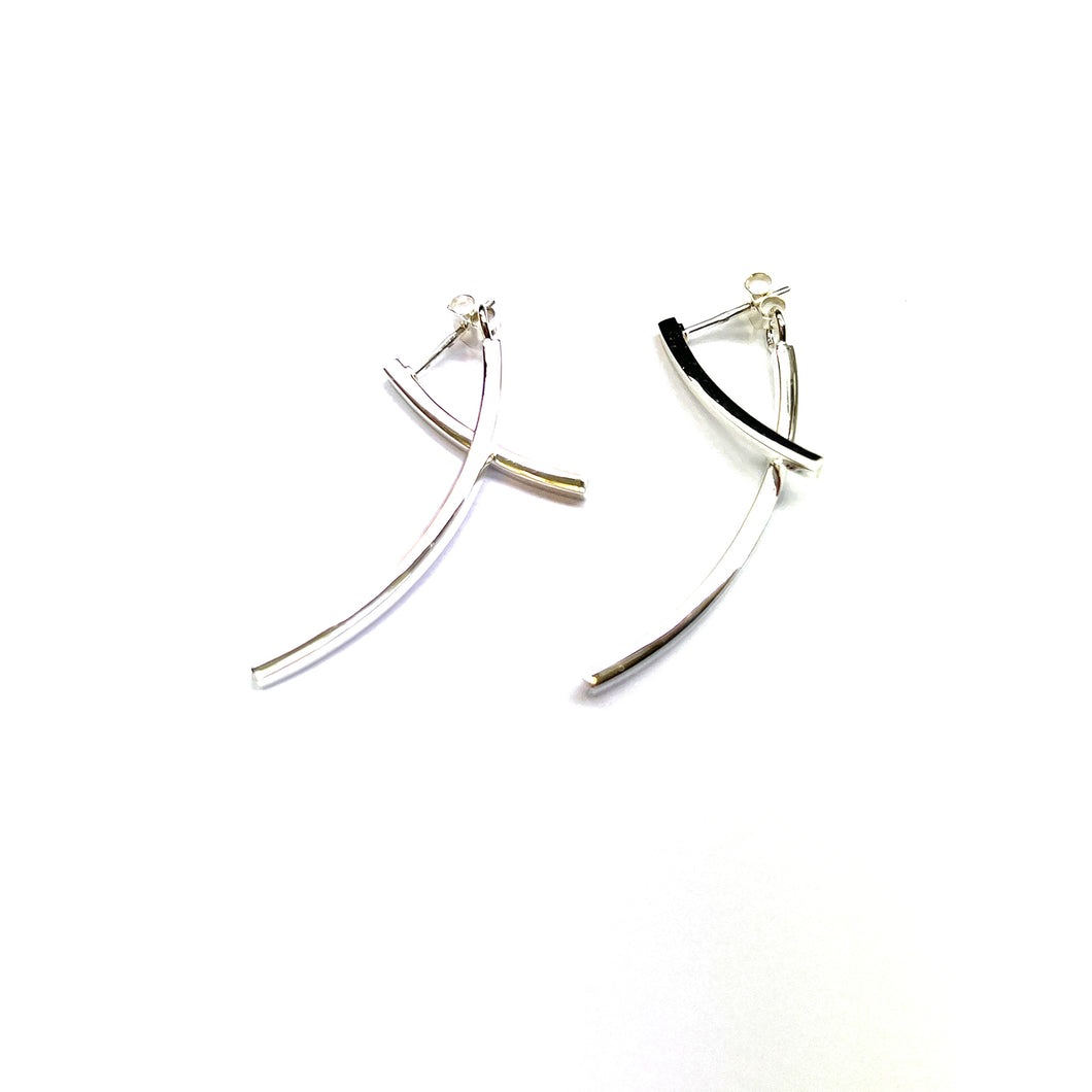 Front & rear silver stud earring