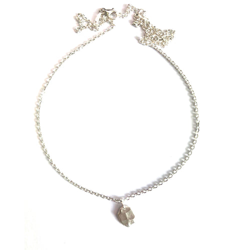 Hummer pendant silver necklace with white stone