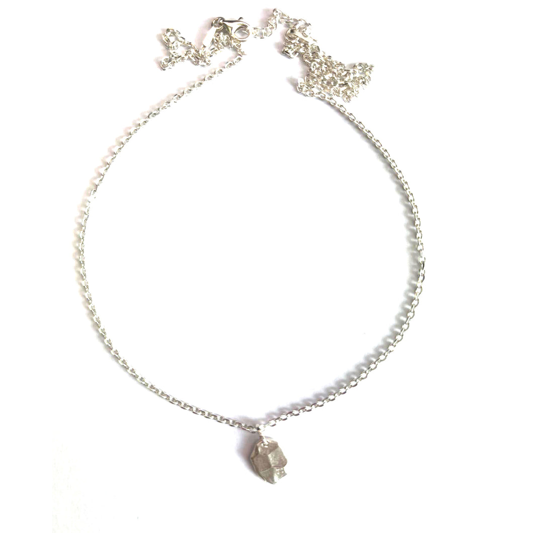 Hummer pendant silver necklace with white stone