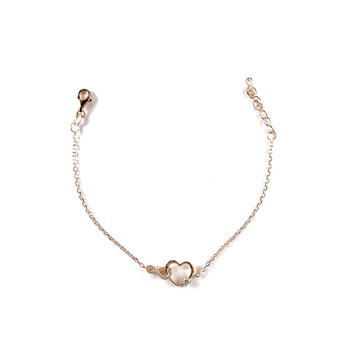 Infinity & heart silver bracelet with pink gold plating