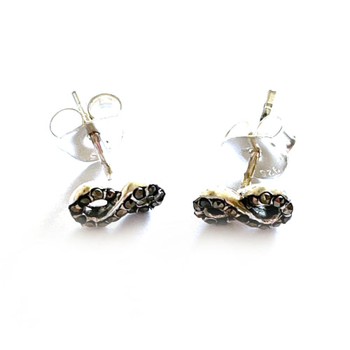 Infinity studs silver earring with marcasite