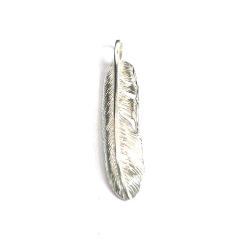 Medium size feather silver pendant