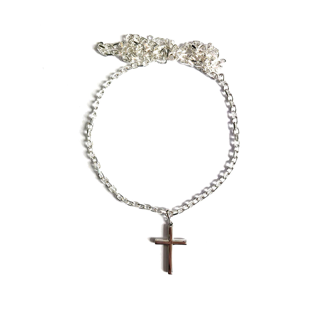 Plain silver cross necklace