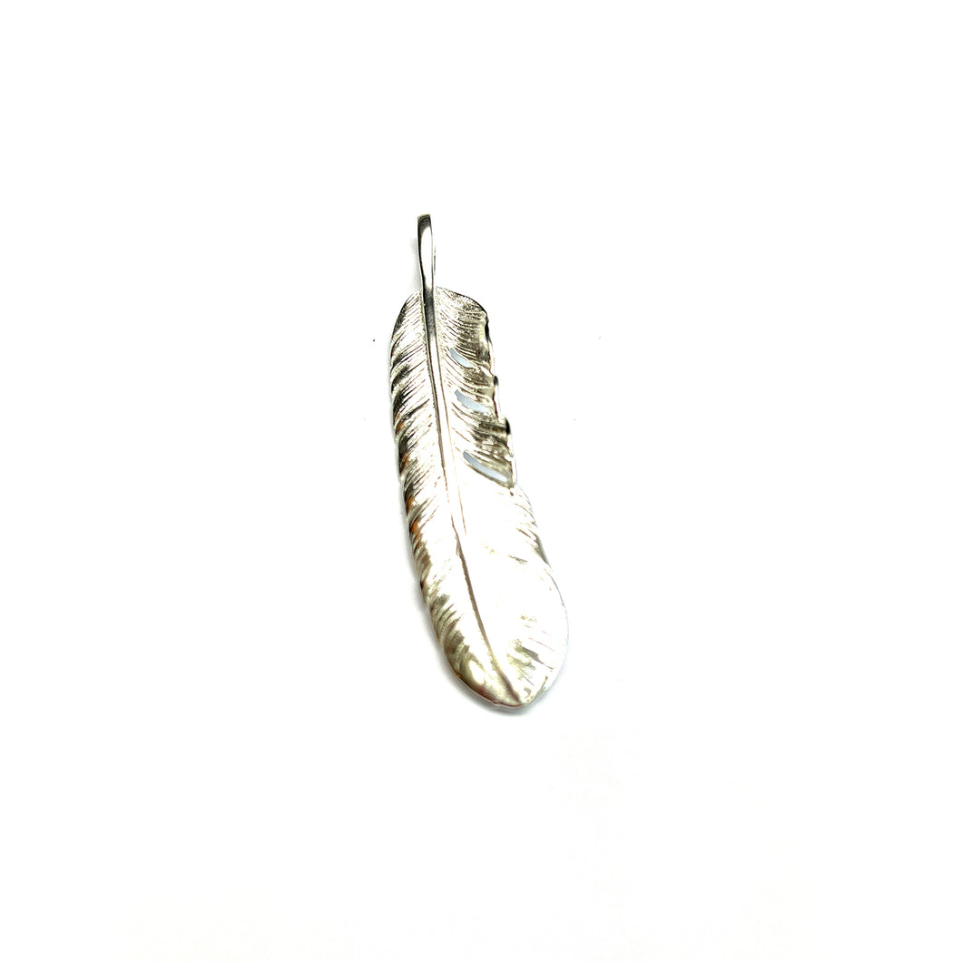 Pure silver feather pendant