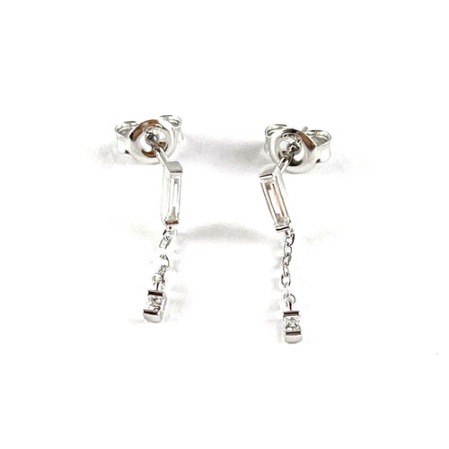 Rectangle stone silver studs earring