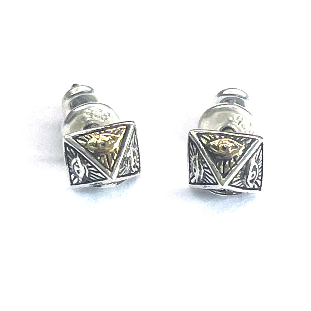 Rivet & eye studs silver earring