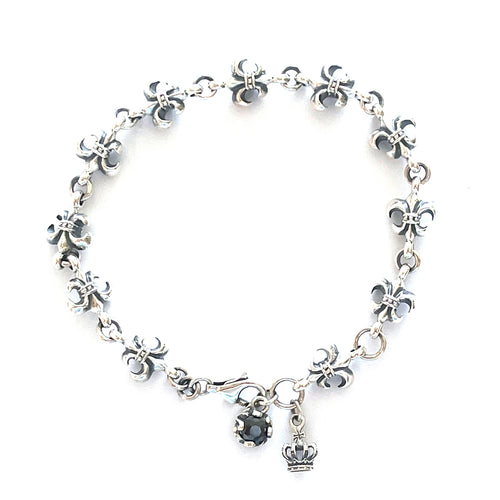 Scout silver bracelet with black stone & crown