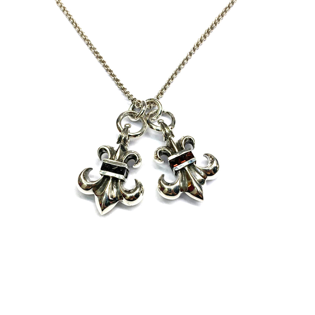 Scout silver couple pendant with black or red CZ