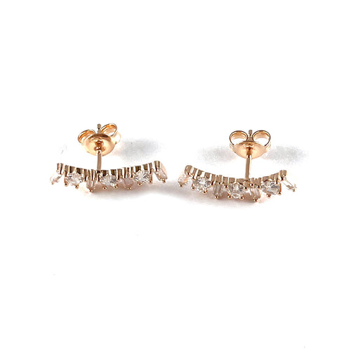 Seven CZ silver studs earring with pink gold plating