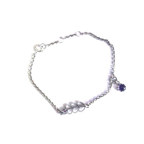 Silver bracelet with  amethyst & purple CZ