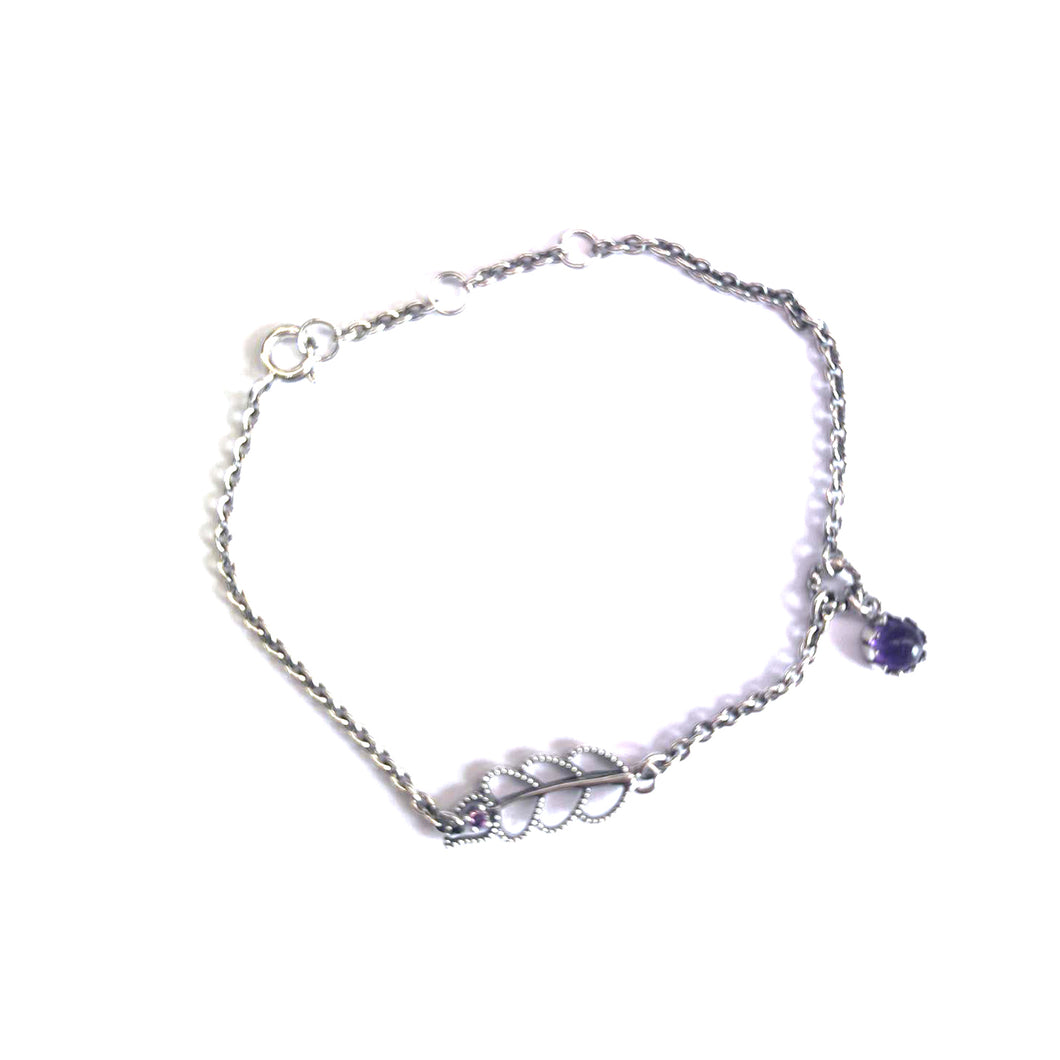 Silver bracelet with  amethyst & purple CZ