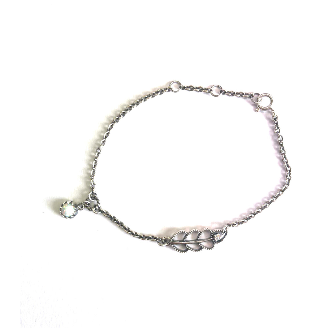 Silver bracelet with  opal & white CZ
