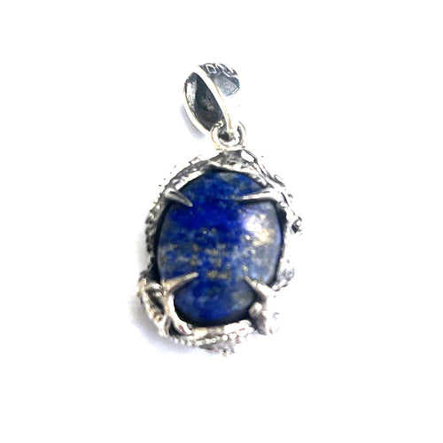 Silver prong setting pendant with Lapis