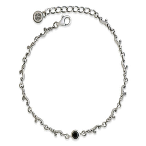 Silver seagrass bracelet with  black CZ