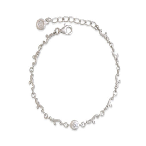 Silver seagrass bracelet with white CZ