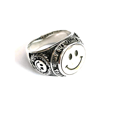 Smile silver ring with copper plating