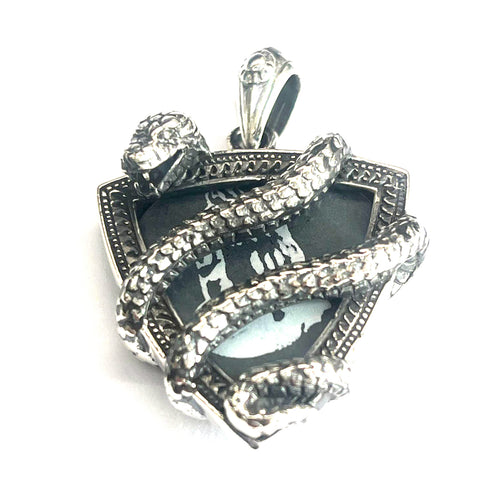 Snake & Guiter pick silver pendant