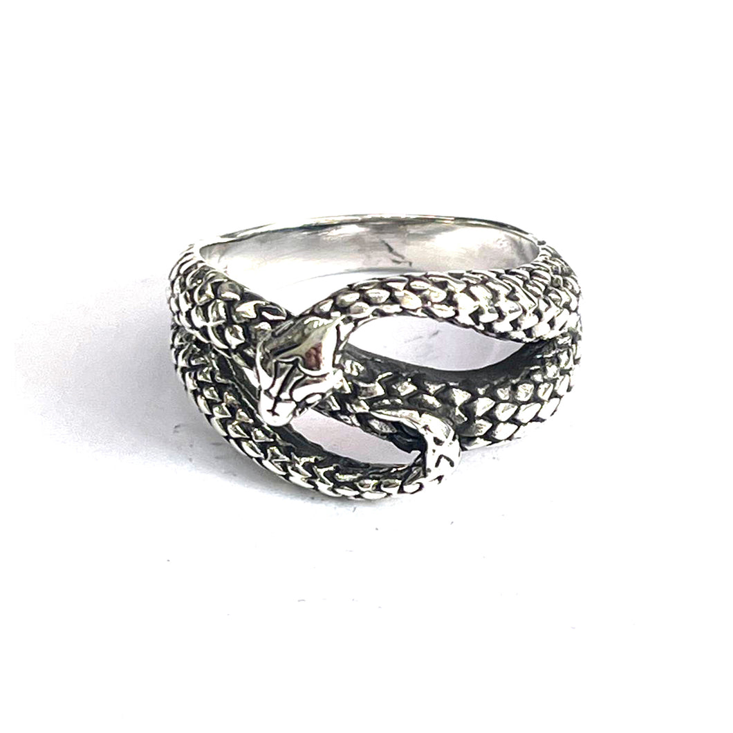 Snake silver ring with oxidizing