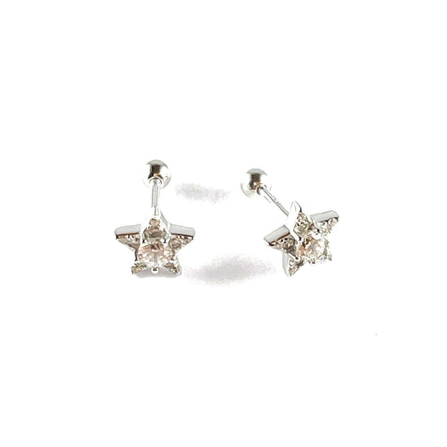 Star & ball silver studs earring