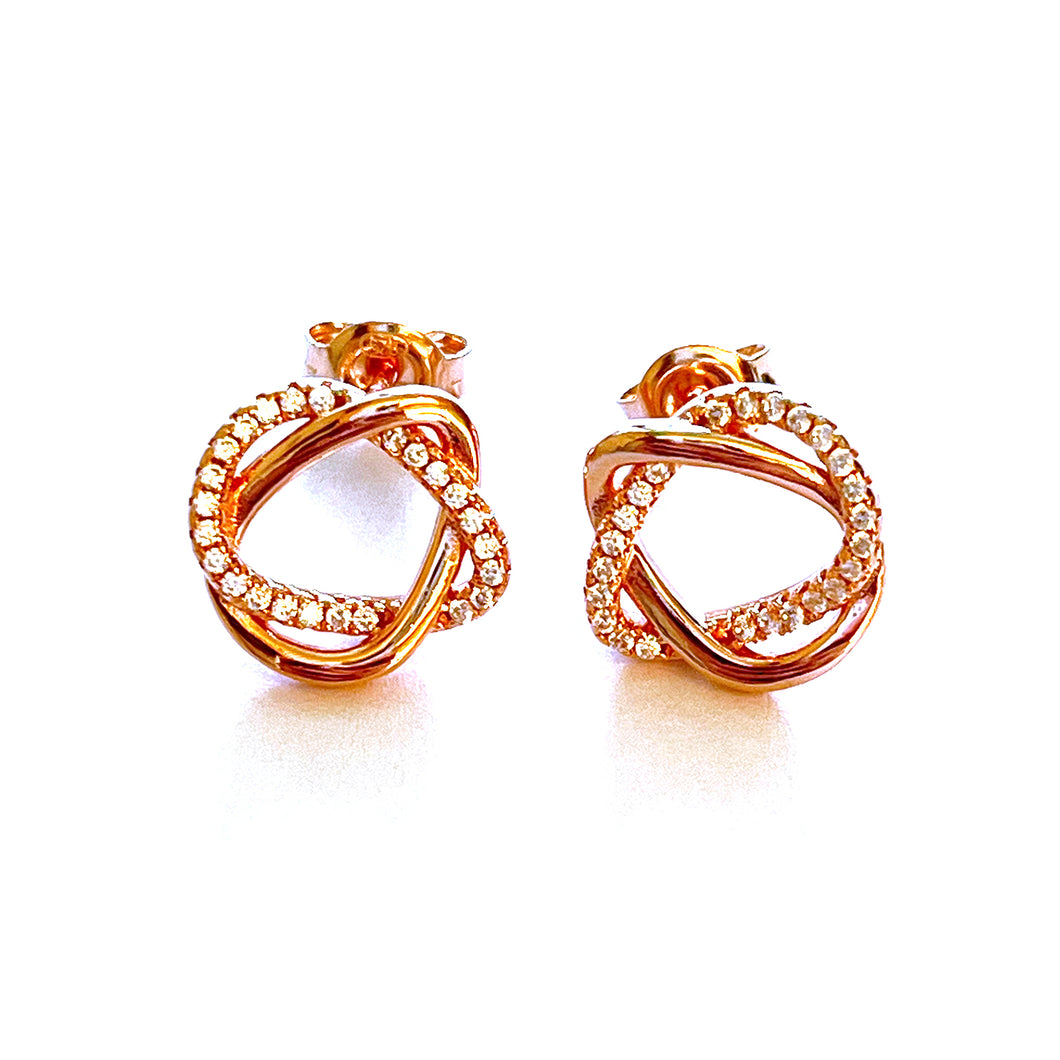 Star art silver studs earring with pink gold plating